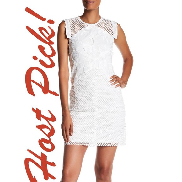 Julia Jordan New Eyelet 3D Applique Lace Dress NWT White Women's 12 CHIC 🎉HP🎉 - Picture 2 of 12